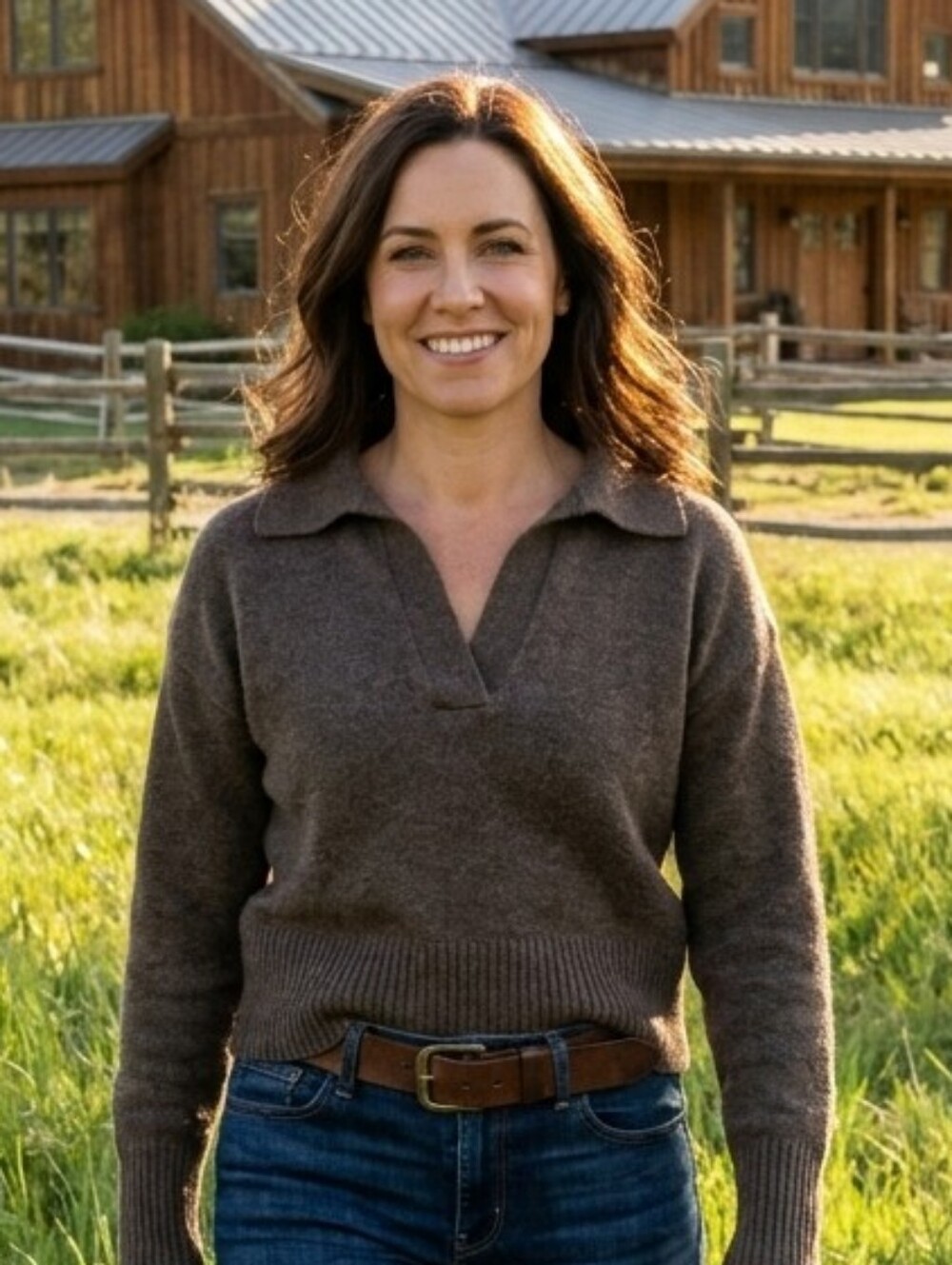 Collared Pullover Sweater - Brown